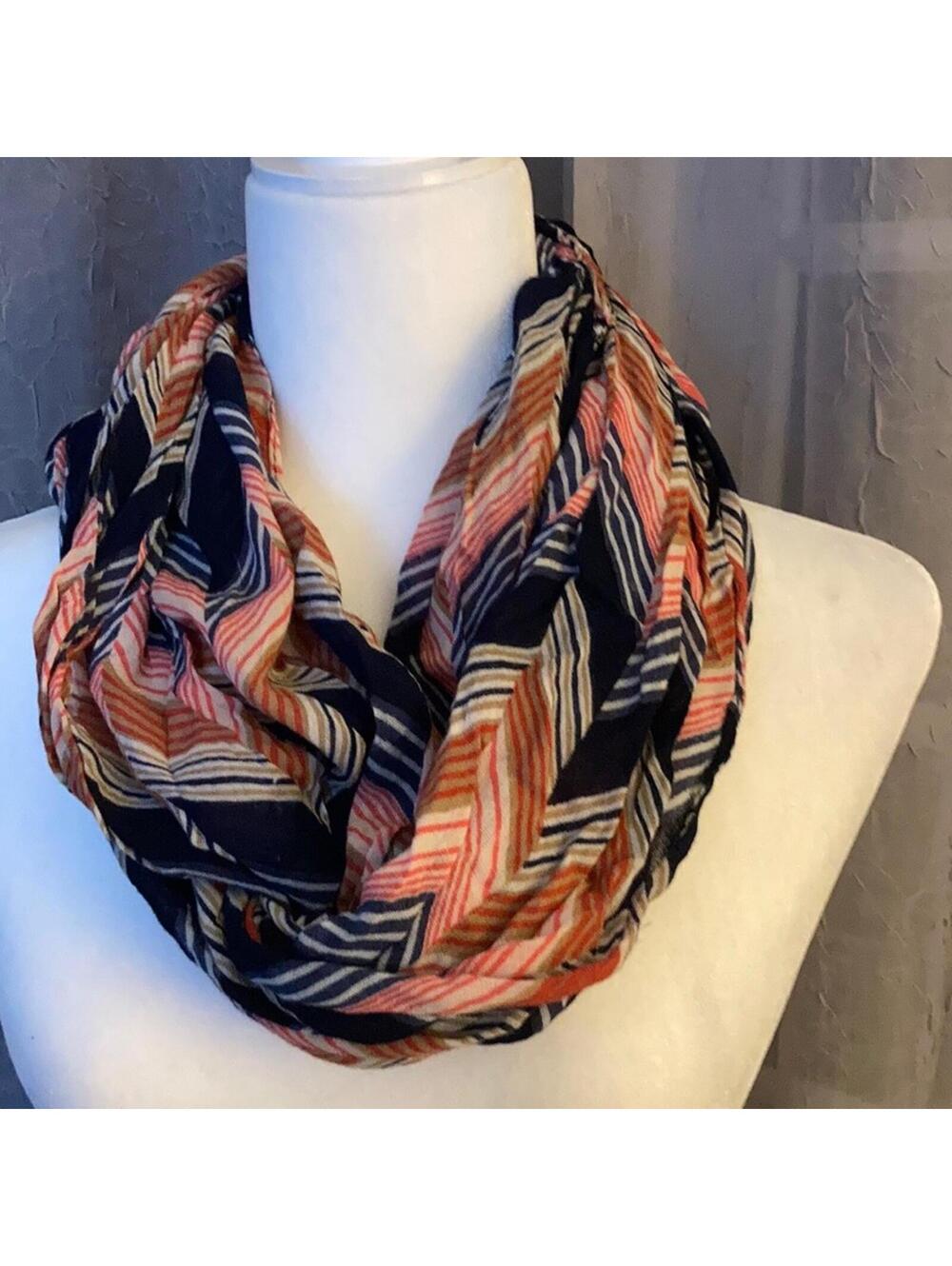 Multi-colored chevron infinity scarf